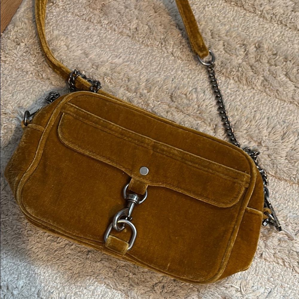 Velvet Crossbody Bag in Mustard